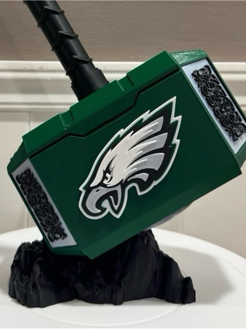 Philadelphia Eagles 13” Thor Hammer & Rock Mjolnir NFL memorabilia desk display